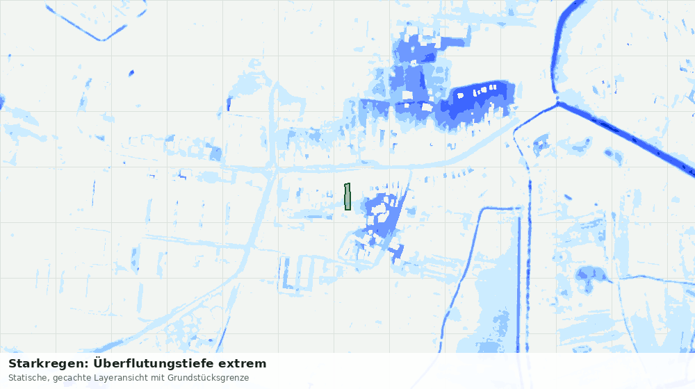 Statische Kartenansicht: Starkregen: Überflutungstiefe extrem