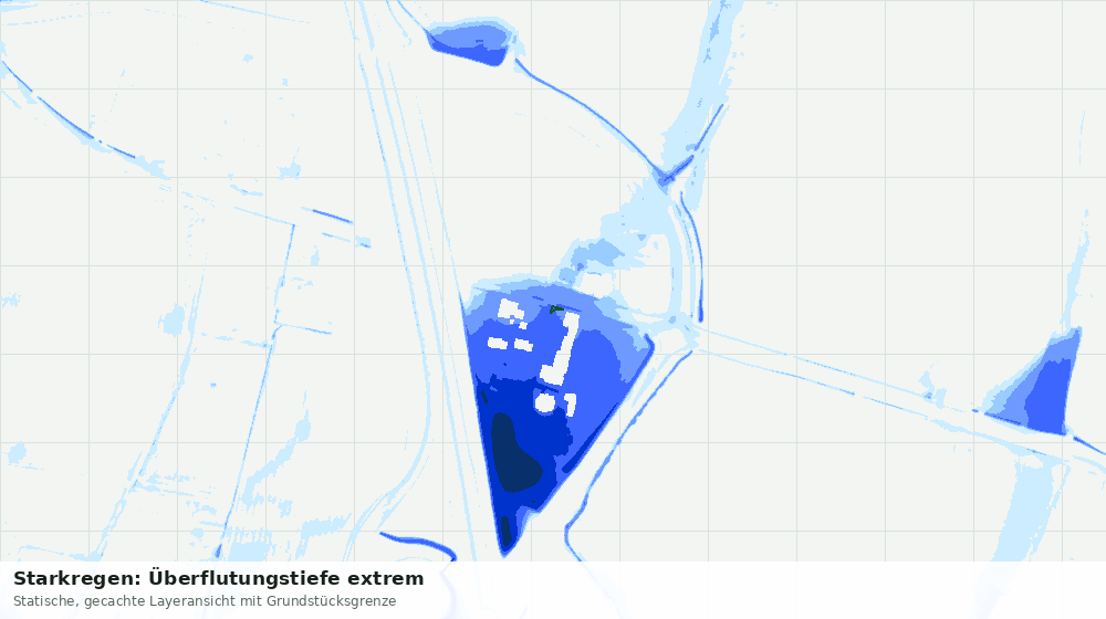 Statische Kartenansicht: Starkregen: Überflutungstiefe extrem
