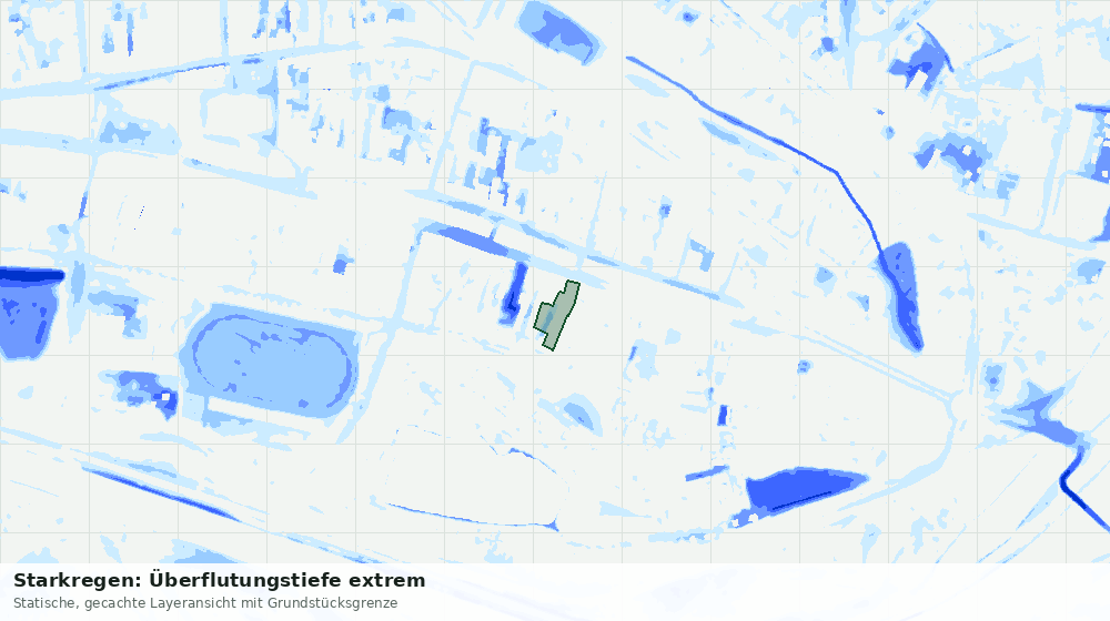 Statische Kartenansicht: Starkregen: Überflutungstiefe extrem