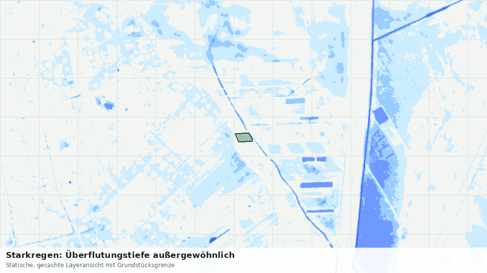 Statische Kartenansicht: Starkregen: Überflutungstiefe außergewöhnlich