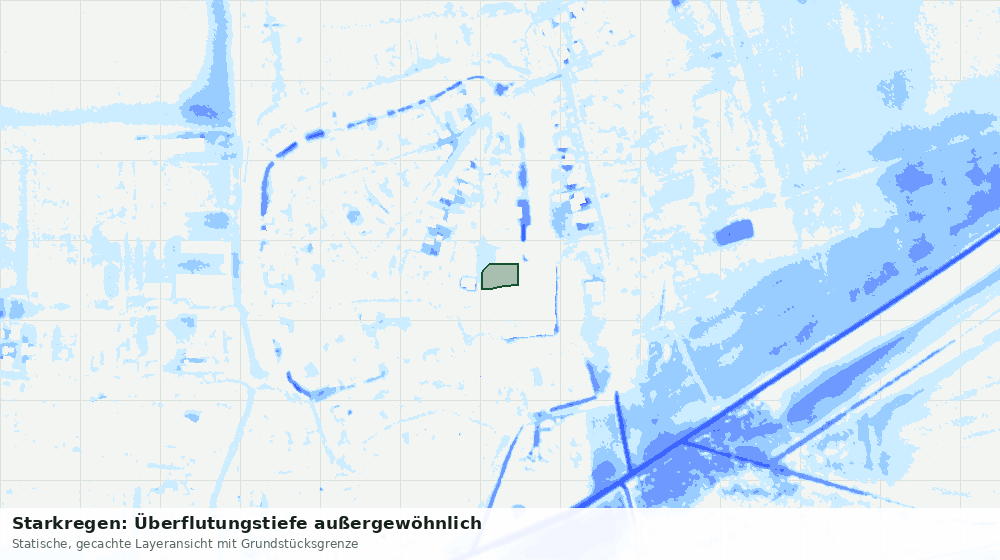 Statische Kartenansicht: Starkregen: Überflutungstiefe außergewöhnlich