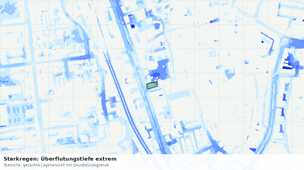 Statische Kartenansicht: Starkregen: Überflutungstiefe extrem