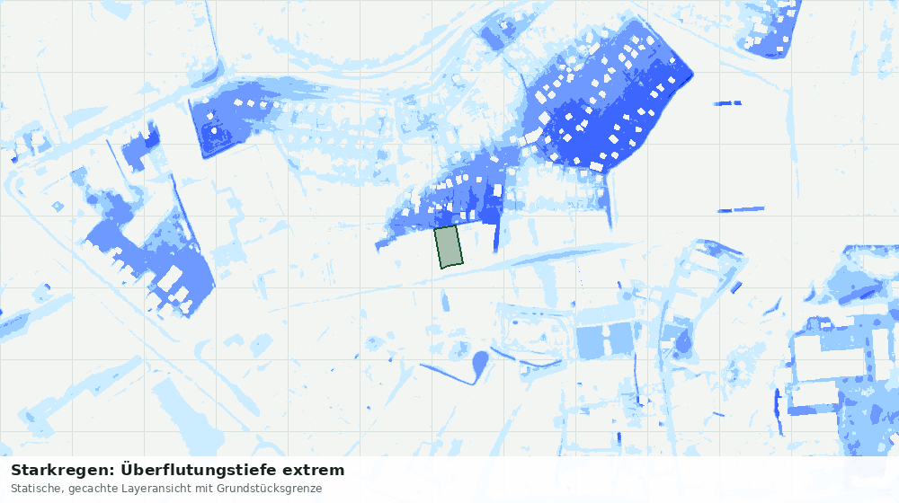 Statische Kartenansicht: Starkregen: Überflutungstiefe extrem