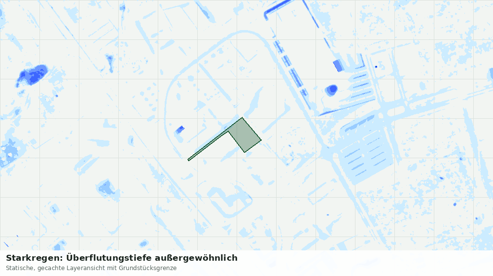 Statische Kartenansicht: Starkregen: Überflutungstiefe außergewöhnlich