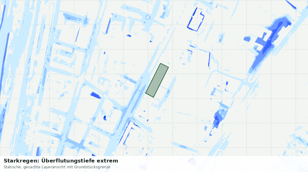Statische Kartenansicht: Starkregen: Überflutungstiefe extrem