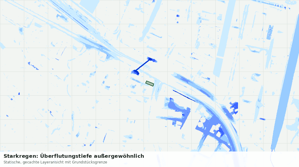 Statische Kartenansicht: Starkregen: Überflutungstiefe außergewöhnlich