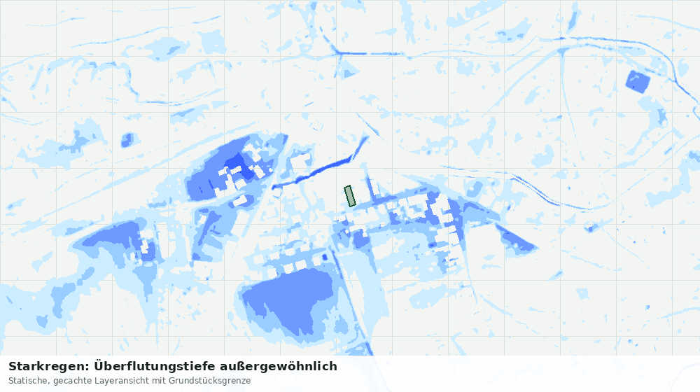 Statische Kartenansicht: Starkregen: Überflutungstiefe außergewöhnlich