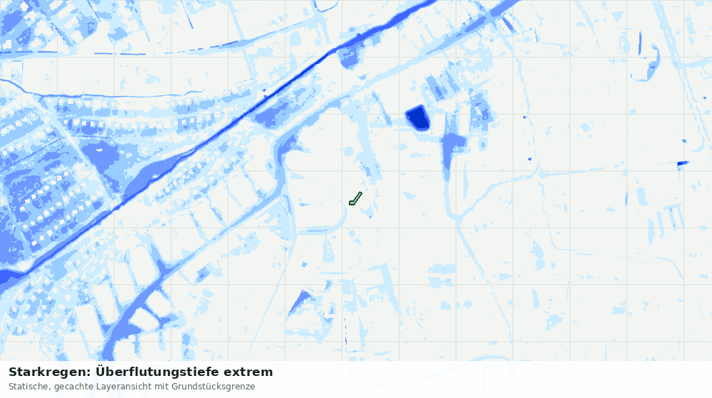 Statische Kartenansicht: Starkregen: Überflutungstiefe extrem