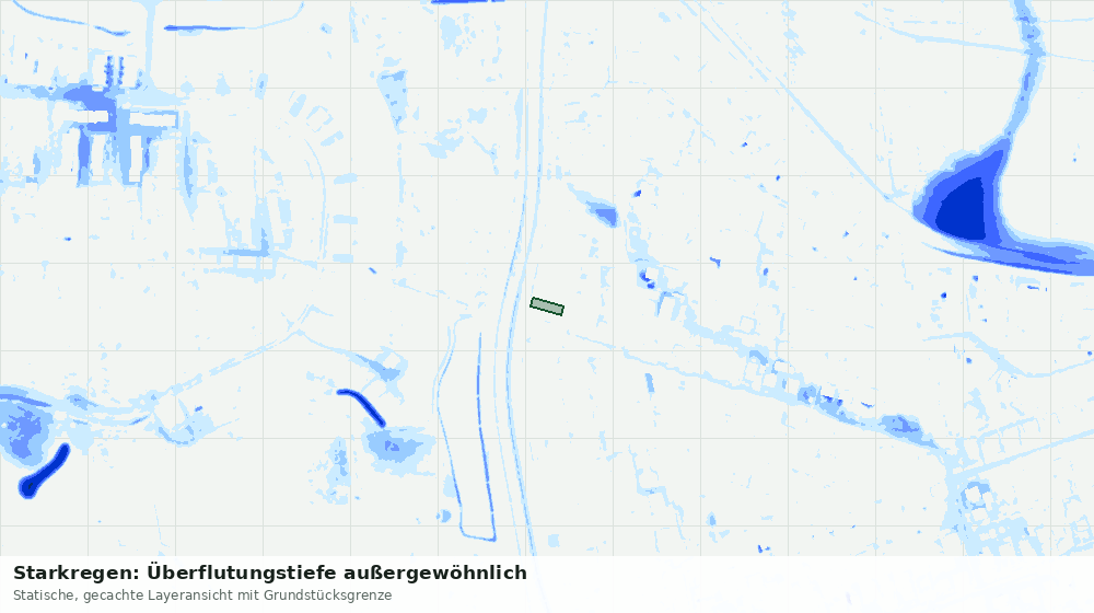 Statische Kartenansicht: Starkregen: Überflutungstiefe außergewöhnlich