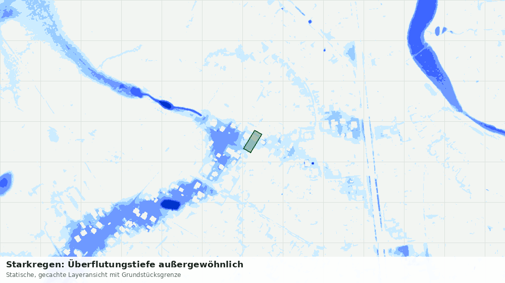 Statische Kartenansicht: Starkregen: Überflutungstiefe außergewöhnlich