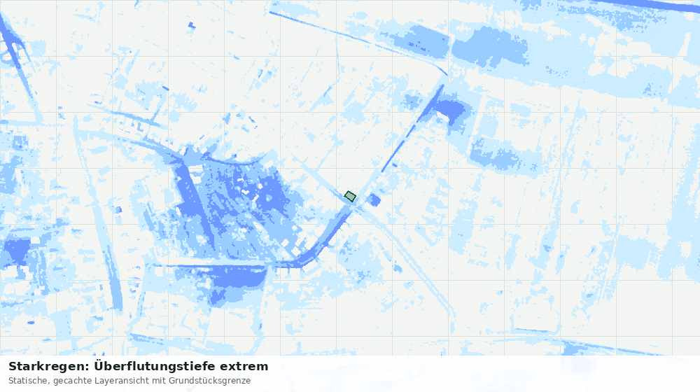 Statische Kartenansicht: Starkregen: Überflutungstiefe extrem