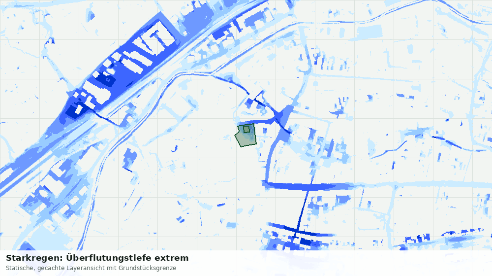 Statische Kartenansicht: Starkregen: Überflutungstiefe extrem
