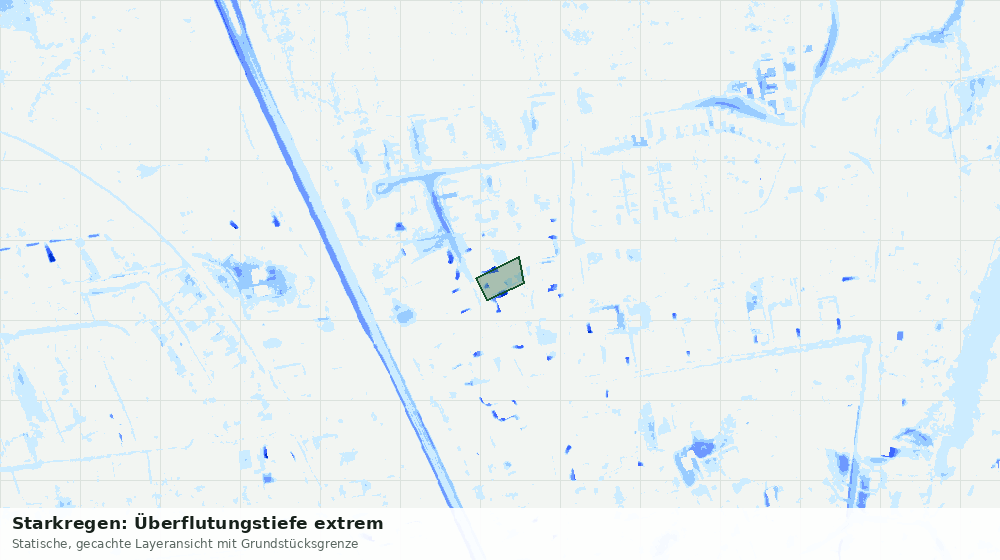 Statische Kartenansicht: Starkregen: Überflutungstiefe extrem