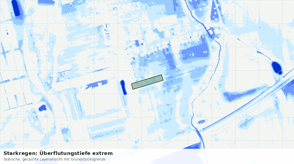 Statische Kartenansicht: Starkregen: Überflutungstiefe extrem