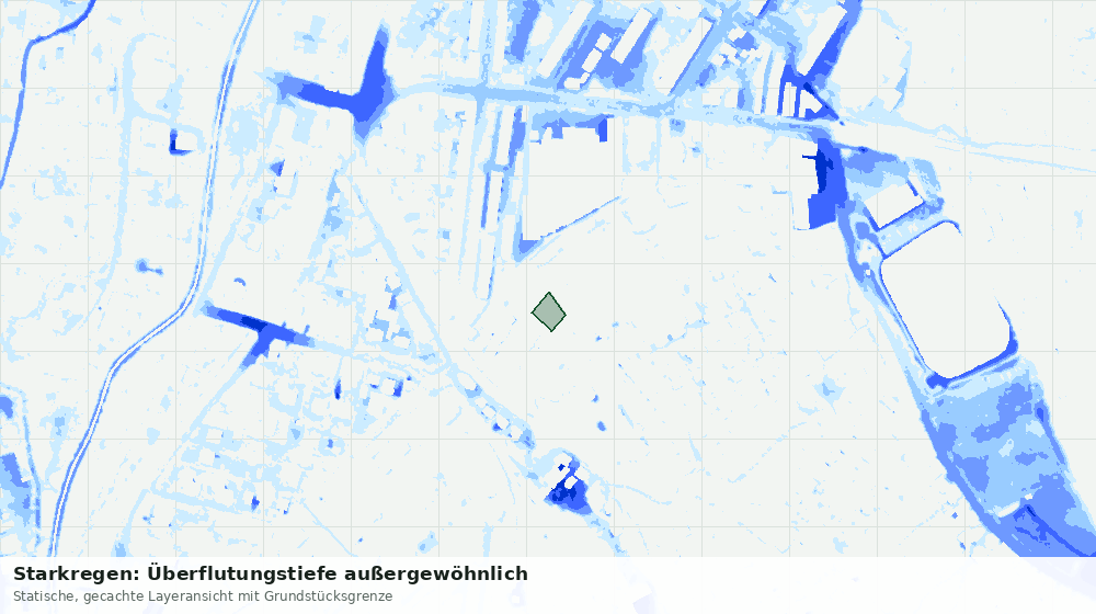 Statische Kartenansicht: Starkregen: Überflutungstiefe außergewöhnlich