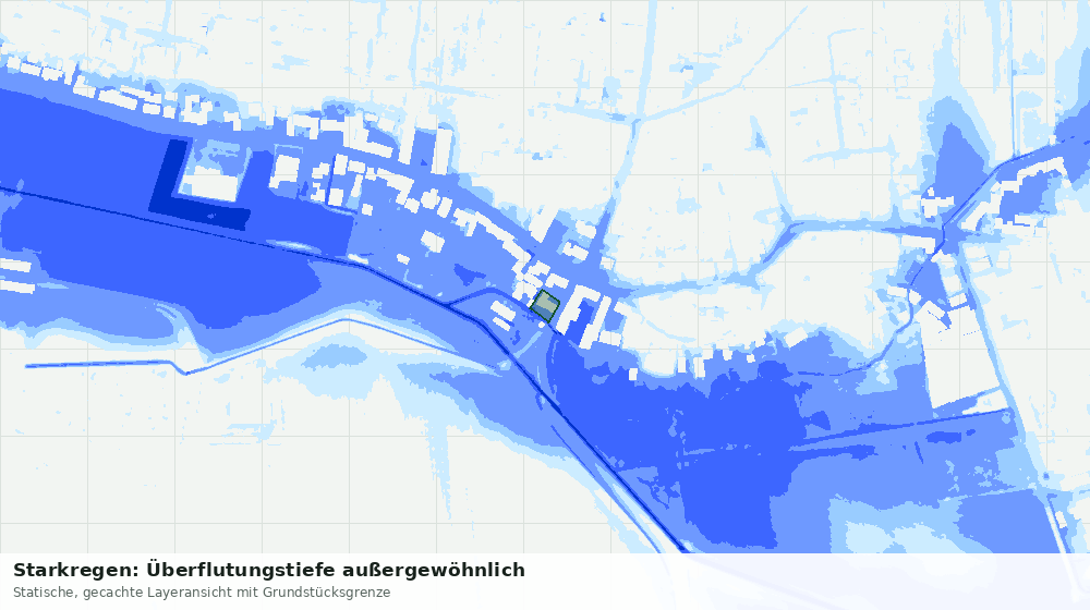 Statische Kartenansicht: Starkregen: Überflutungstiefe außergewöhnlich