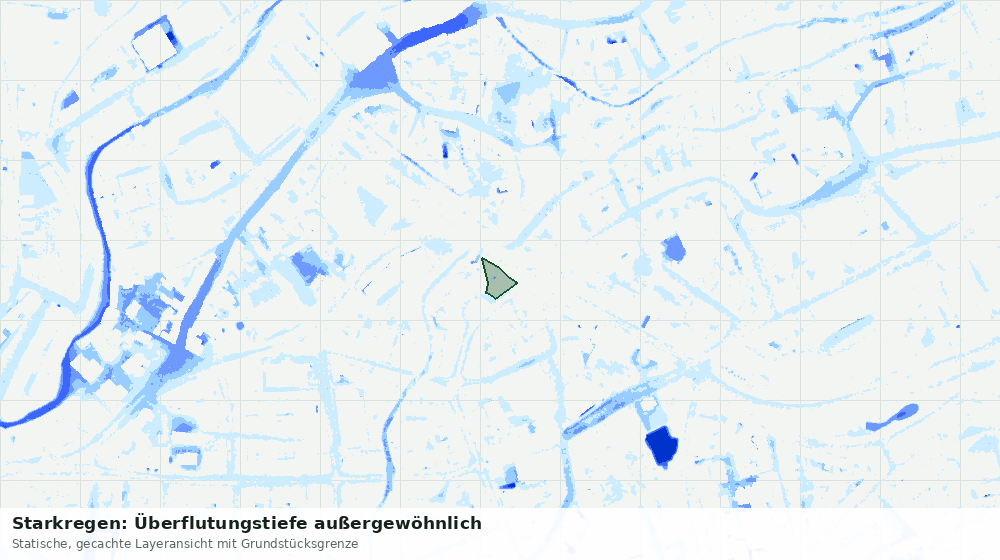 Statische Kartenansicht: Starkregen: Überflutungstiefe außergewöhnlich