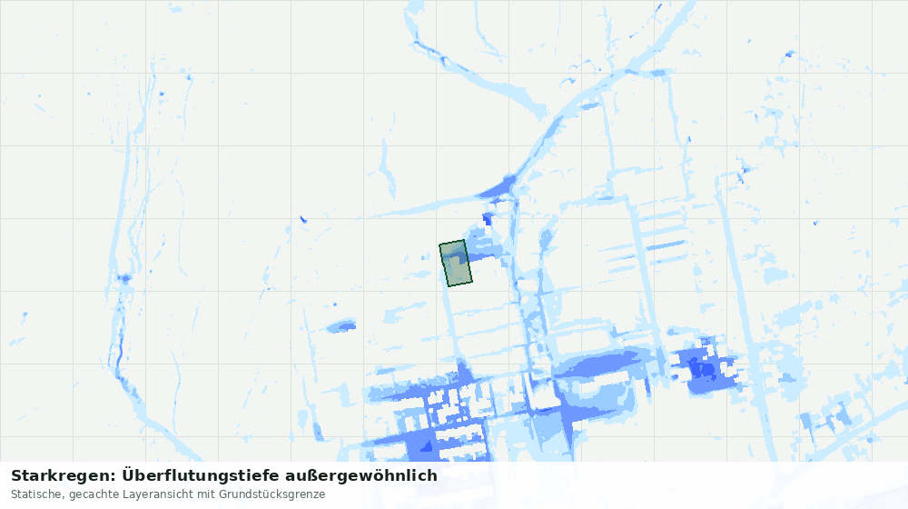 Statische Kartenansicht: Starkregen: Überflutungstiefe außergewöhnlich