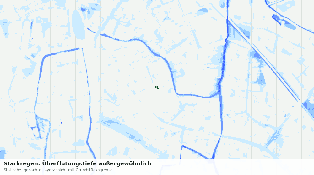 Statische Kartenansicht: Starkregen: Überflutungstiefe außergewöhnlich