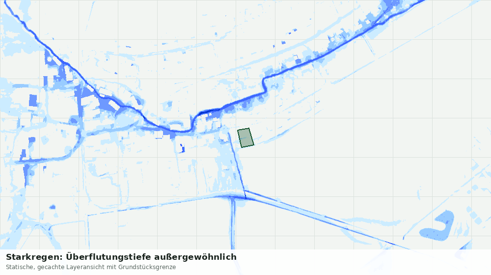 Statische Kartenansicht: Starkregen: Überflutungstiefe außergewöhnlich