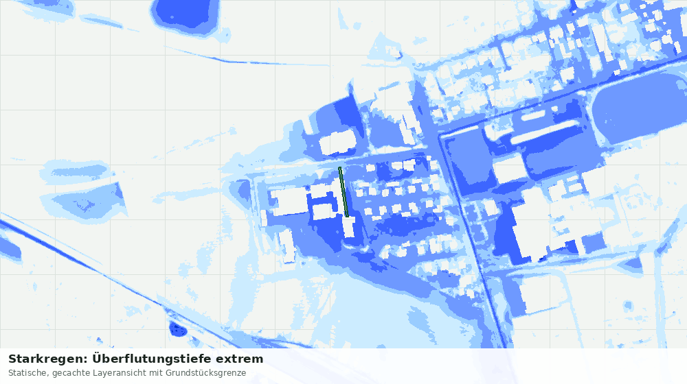 Statische Kartenansicht: Starkregen: Überflutungstiefe extrem
