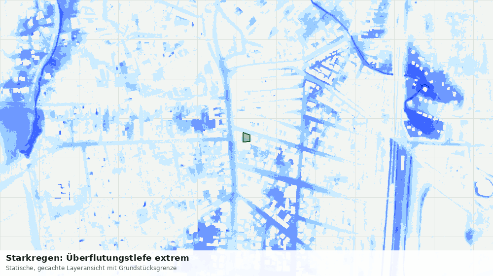 Statische Kartenansicht: Starkregen: Überflutungstiefe extrem