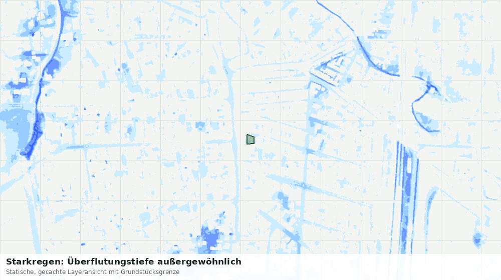 Statische Kartenansicht: Starkregen: Überflutungstiefe außergewöhnlich