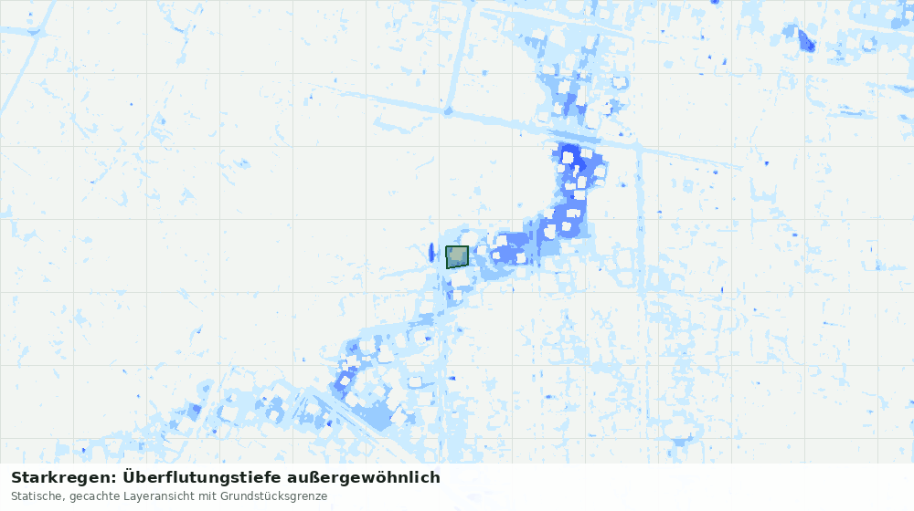 Statische Kartenansicht: Starkregen: Überflutungstiefe außergewöhnlich
