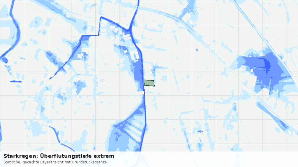 Statische Kartenansicht: Starkregen: Überflutungstiefe extrem