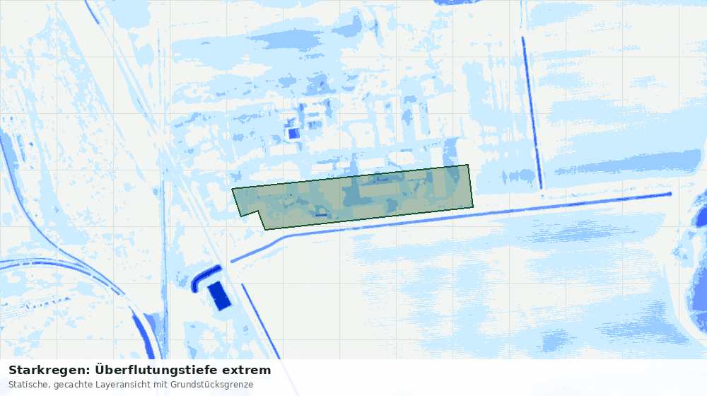 Statische Kartenansicht: Starkregen: Überflutungstiefe extrem