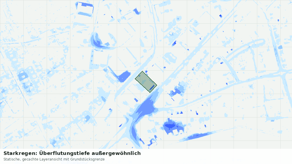 Statische Kartenansicht: Starkregen: Überflutungstiefe außergewöhnlich