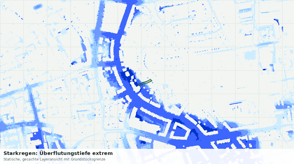 Statische Kartenansicht: Starkregen: Überflutungstiefe extrem