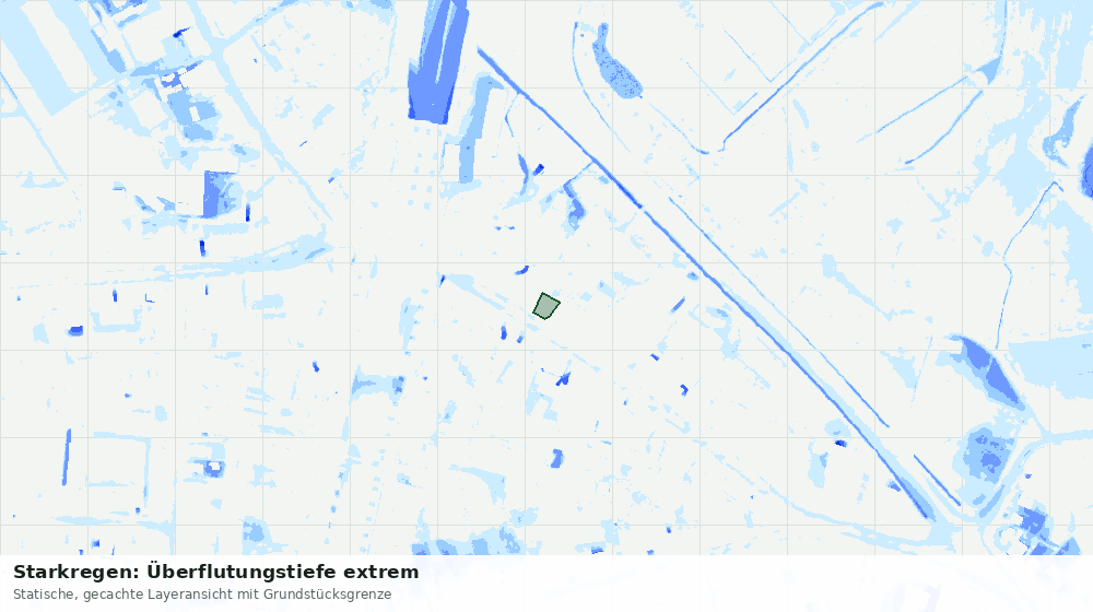 Statische Kartenansicht: Starkregen: Überflutungstiefe extrem