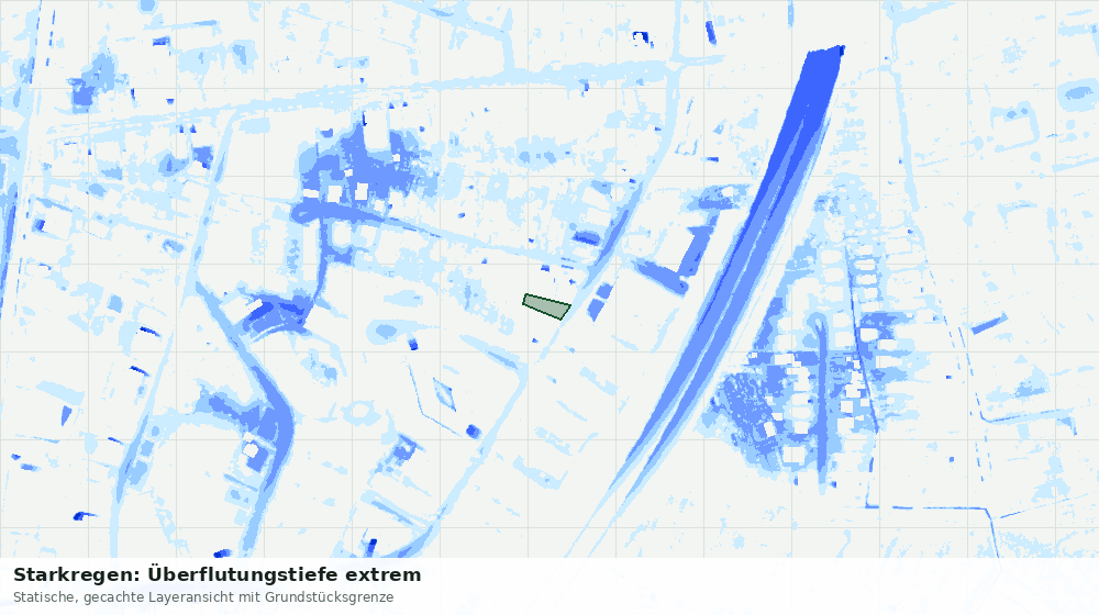 Statische Kartenansicht: Starkregen: Überflutungstiefe extrem