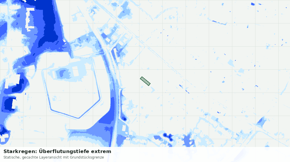 Statische Kartenansicht: Starkregen: Überflutungstiefe extrem