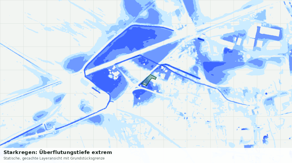 Statische Kartenansicht: Starkregen: Überflutungstiefe extrem