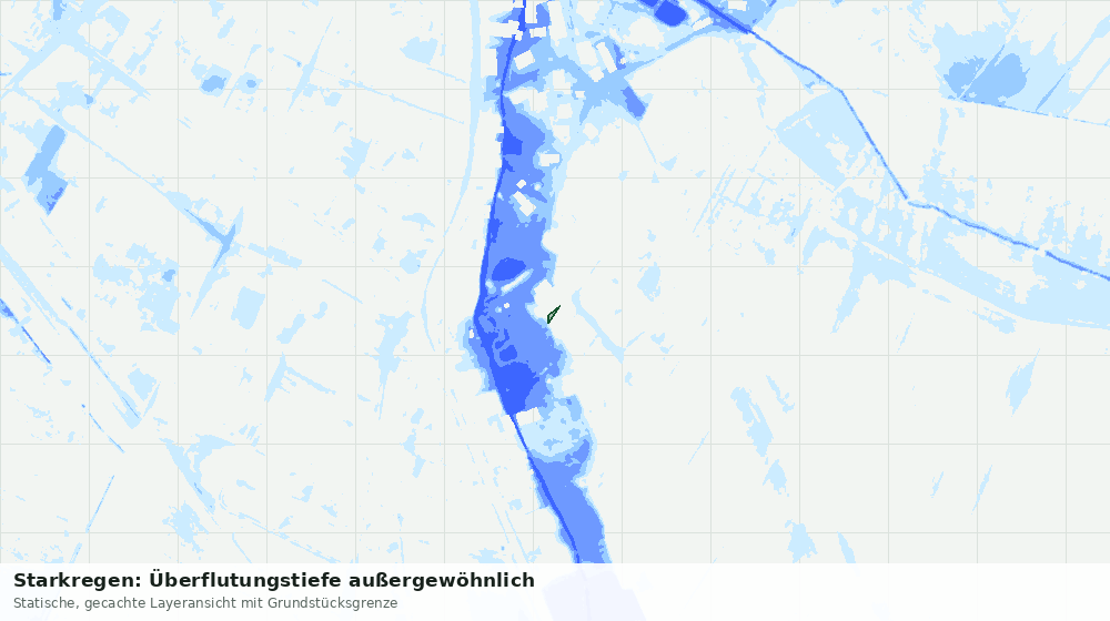 Statische Kartenansicht: Starkregen: Überflutungstiefe außergewöhnlich