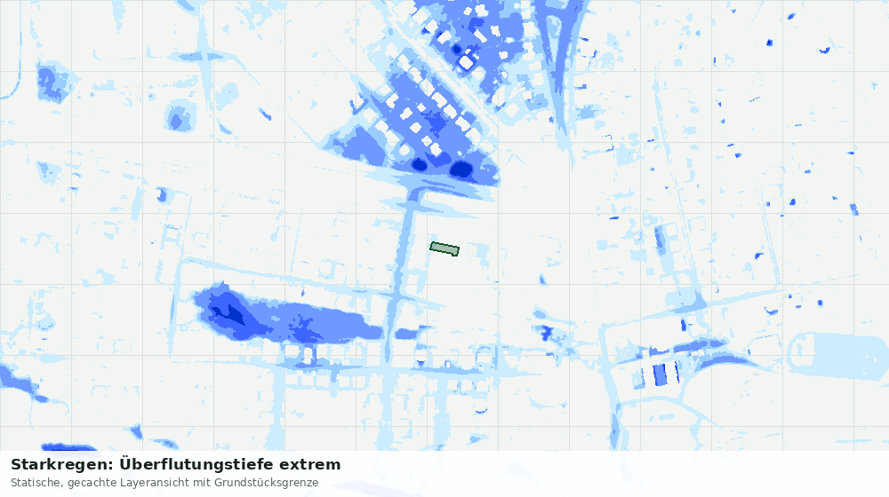 Statische Kartenansicht: Starkregen: Überflutungstiefe extrem