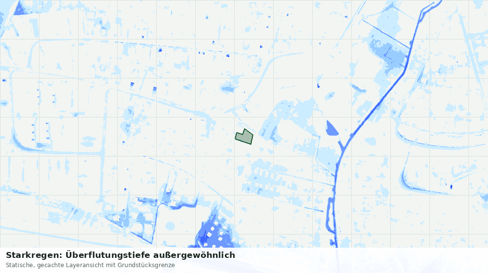 Statische Kartenansicht: Starkregen: Überflutungstiefe außergewöhnlich