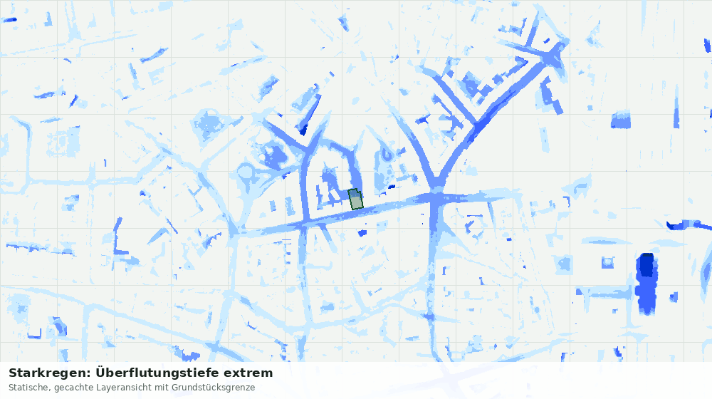 Statische Kartenansicht: Starkregen: Überflutungstiefe extrem