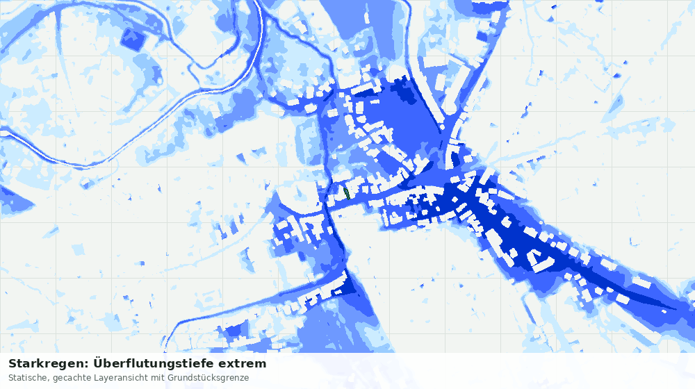 Statische Kartenansicht: Starkregen: Überflutungstiefe extrem