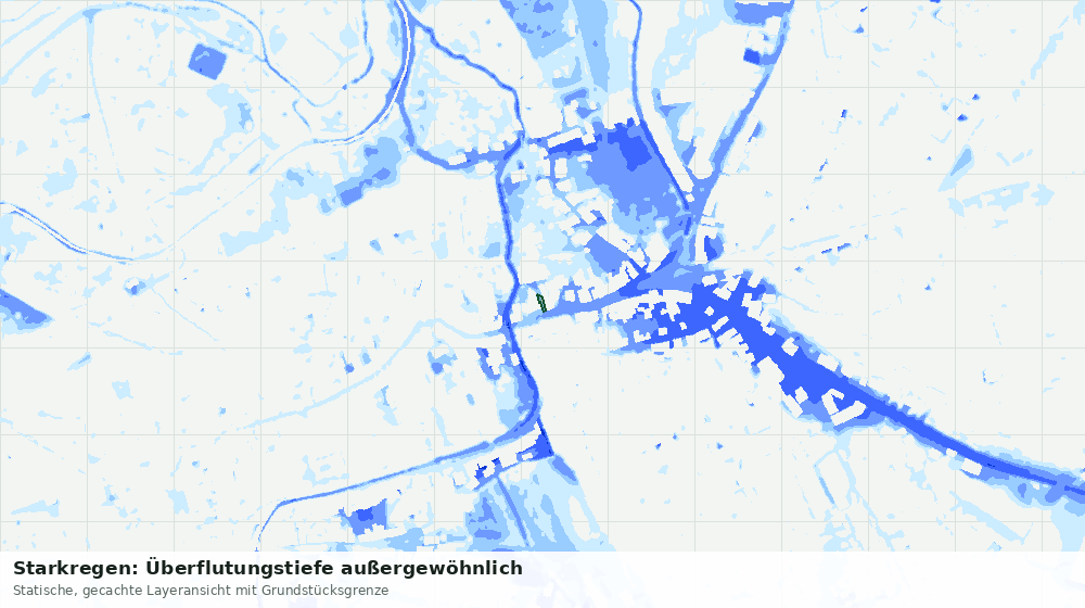 Statische Kartenansicht: Starkregen: Überflutungstiefe außergewöhnlich
