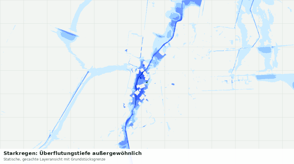 Statische Kartenansicht: Starkregen: Überflutungstiefe außergewöhnlich