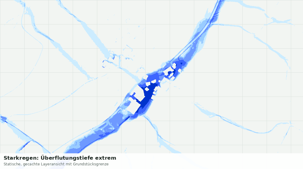 Statische Kartenansicht: Starkregen: Überflutungstiefe extrem