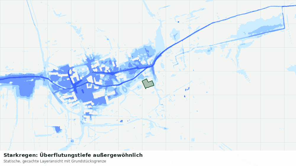 Statische Kartenansicht: Starkregen: Überflutungstiefe außergewöhnlich