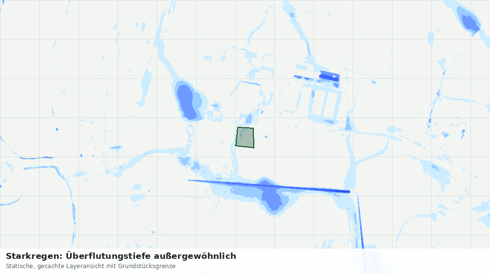 Statische Kartenansicht: Starkregen: Überflutungstiefe außergewöhnlich