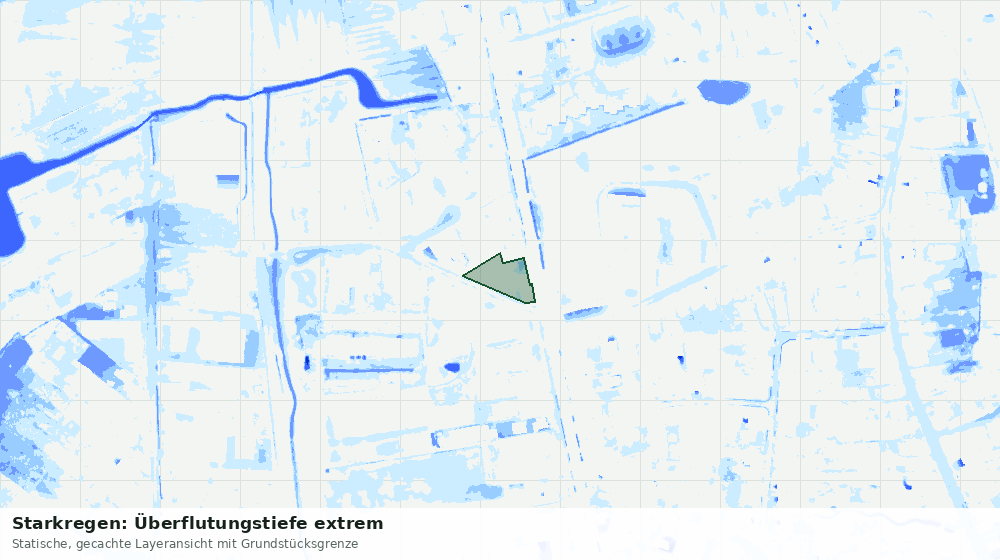 Statische Kartenansicht: Starkregen: Überflutungstiefe extrem