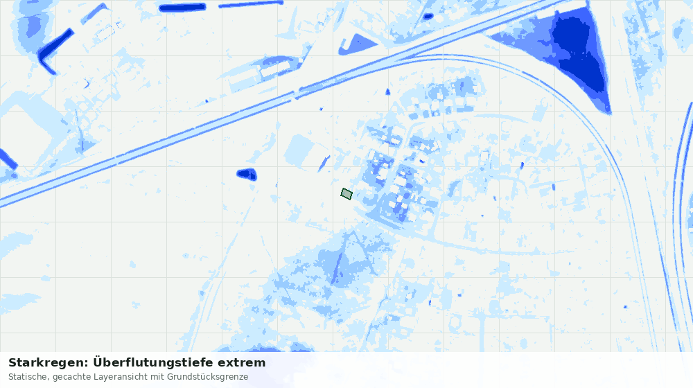 Statische Kartenansicht: Starkregen: Überflutungstiefe extrem