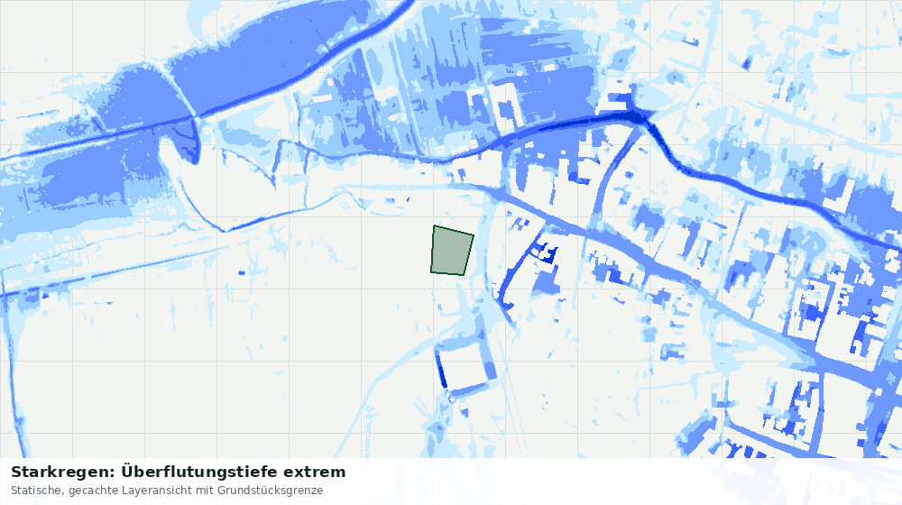 Statische Kartenansicht: Starkregen: Überflutungstiefe extrem