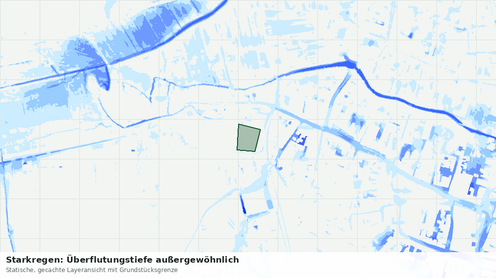 Statische Kartenansicht: Starkregen: Überflutungstiefe außergewöhnlich